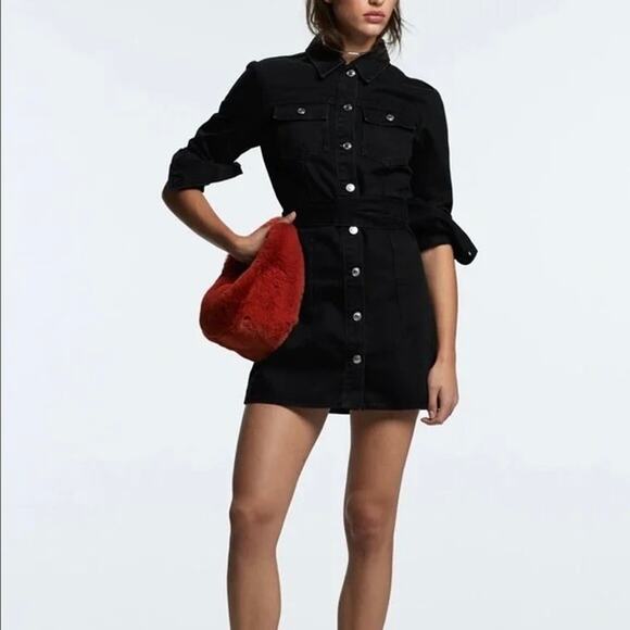 Black Denim Mini Dress - Picture 1 of 16